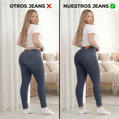 Jeans Super elastizado Azul tiro alto