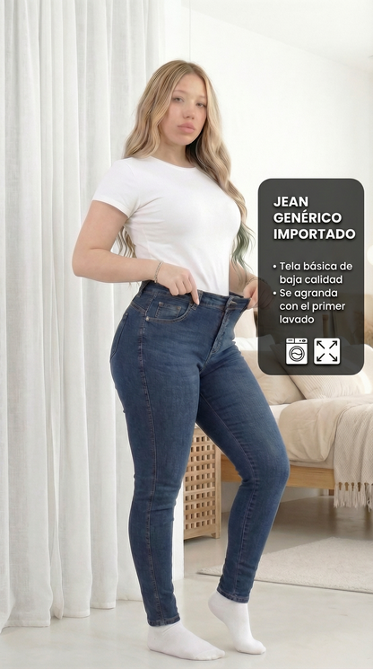Jeans Super elastizado Azul tiro alto