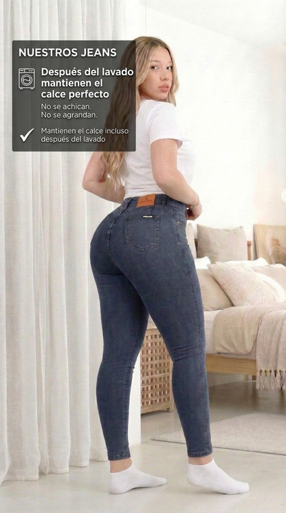 Jeans Super elastizado Azul tiro alto